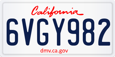 CA license plate 6VGY982