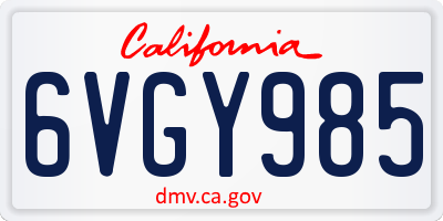 CA license plate 6VGY985