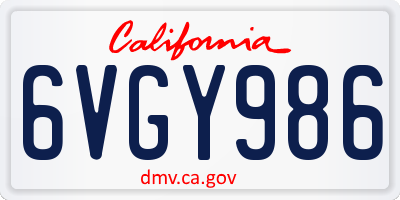 CA license plate 6VGY986