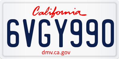 CA license plate 6VGY990