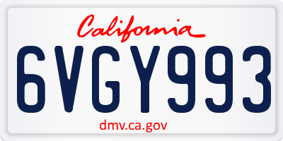 CA license plate 6VGY993