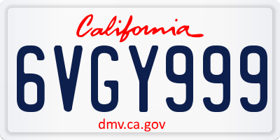 CA license plate 6VGY999