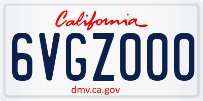 CA license plate 6VGZ000