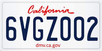 CA license plate 6VGZ002