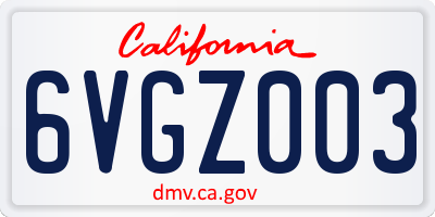 CA license plate 6VGZ003