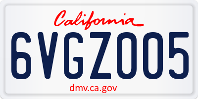 CA license plate 6VGZ005