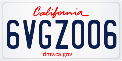 CA license plate 6VGZ006