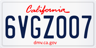 CA license plate 6VGZ007