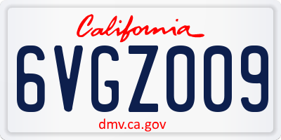 CA license plate 6VGZ009