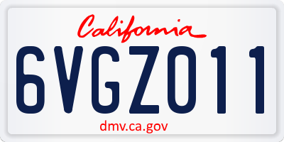 CA license plate 6VGZ011