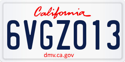 CA license plate 6VGZ013