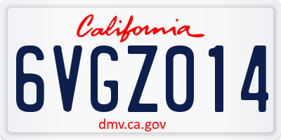 CA license plate 6VGZ014