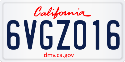 CA license plate 6VGZ016
