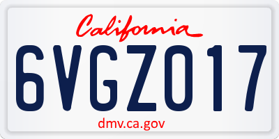 CA license plate 6VGZ017