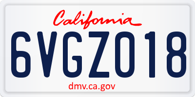 CA license plate 6VGZ018
