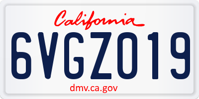 CA license plate 6VGZ019