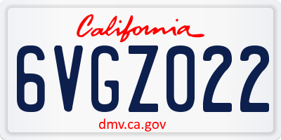 CA license plate 6VGZ022