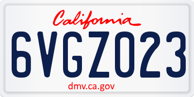 CA license plate 6VGZ023