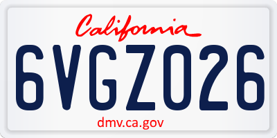 CA license plate 6VGZ026