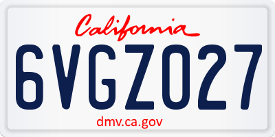 CA license plate 6VGZ027