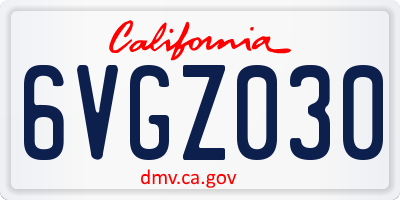 CA license plate 6VGZ030