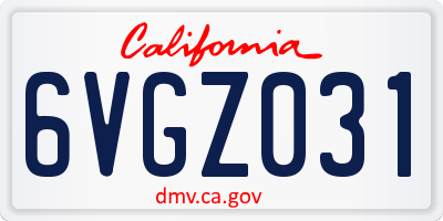 CA license plate 6VGZ031