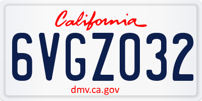 CA license plate 6VGZ032