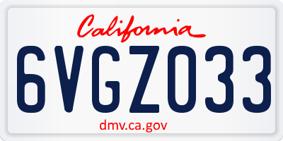 CA license plate 6VGZ033