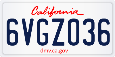 CA license plate 6VGZ036
