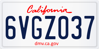 CA license plate 6VGZ037