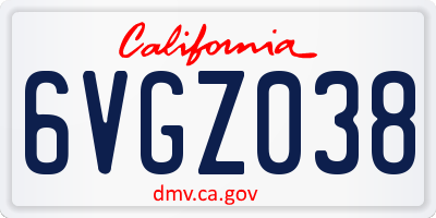 CA license plate 6VGZ038