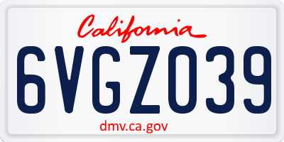 CA license plate 6VGZ039