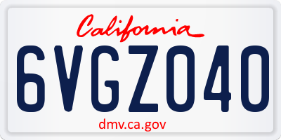 CA license plate 6VGZ040