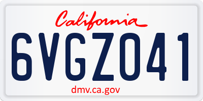 CA license plate 6VGZ041