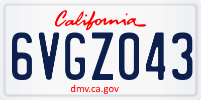 CA license plate 6VGZ043