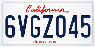 CA license plate 6VGZ045
