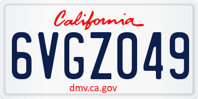 CA license plate 6VGZ049