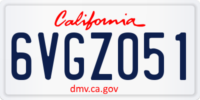 CA license plate 6VGZ051