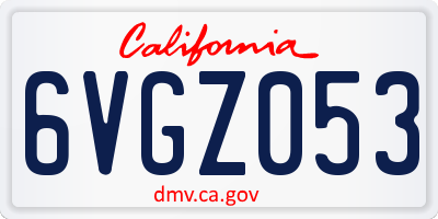 CA license plate 6VGZ053