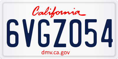 CA license plate 6VGZ054