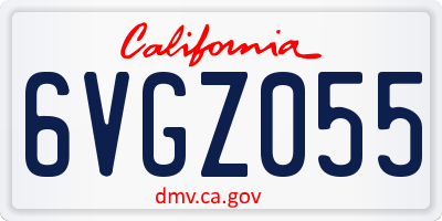 CA license plate 6VGZ055