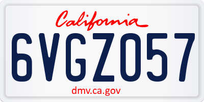 CA license plate 6VGZ057