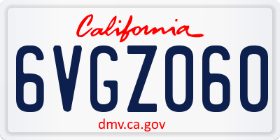 CA license plate 6VGZ060