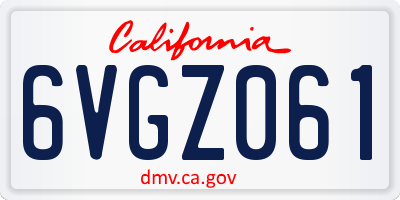 CA license plate 6VGZ061