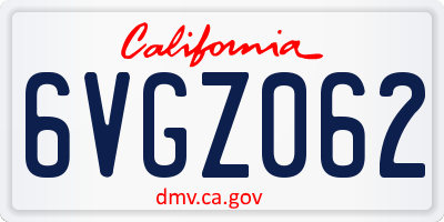 CA license plate 6VGZ062