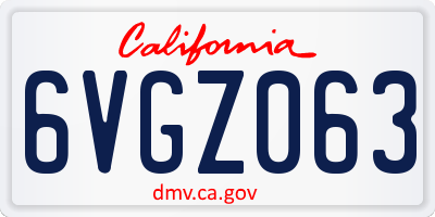 CA license plate 6VGZ063