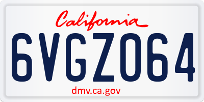 CA license plate 6VGZ064