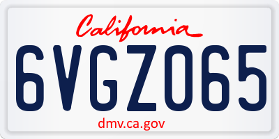 CA license plate 6VGZ065