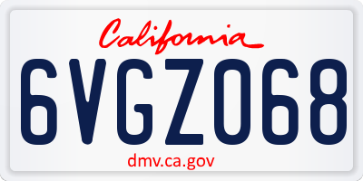 CA license plate 6VGZ068