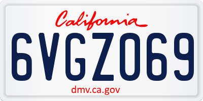 CA license plate 6VGZ069